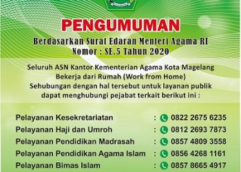Contact Person Layanan Kantor Kemenag Kota Magelang selama Work From Home (WFH)