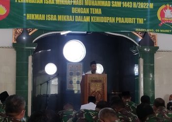 Kasubbag TU Kemenag Kota Magelang Kupas Hikmah Isro’ Mi’roj Dihadapan Prajurit Rindam IV Diponegoro