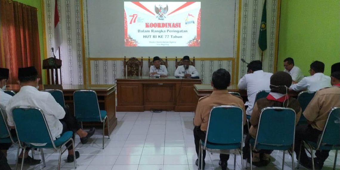 Sukseskan HUT Kemerdekaan RI Ke-77, Kepala Kankemenag Kota Magelang langsungkan Rakor