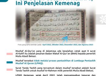 Empat Kali Beredar Ulang Foto Salah Cetak Al-Kahfi: 8, Ini Penjelasan Kemenag